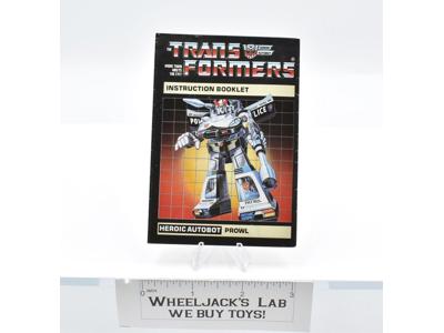 Prowl Action Figure Vintage Instruction Manual 1985 Hasbro G1 Transformers