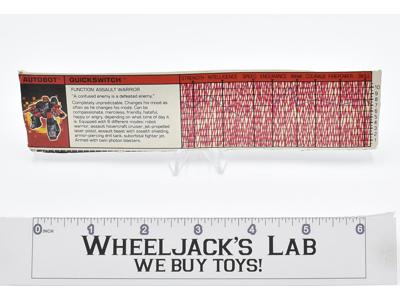 Quickswitch Action Figure Tech Spec 1988 Vintage Hasbro G1 Transformers