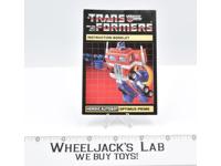 Optimus Prime Action Figure Instruction Manual Booklet 1985 G1 Transformers