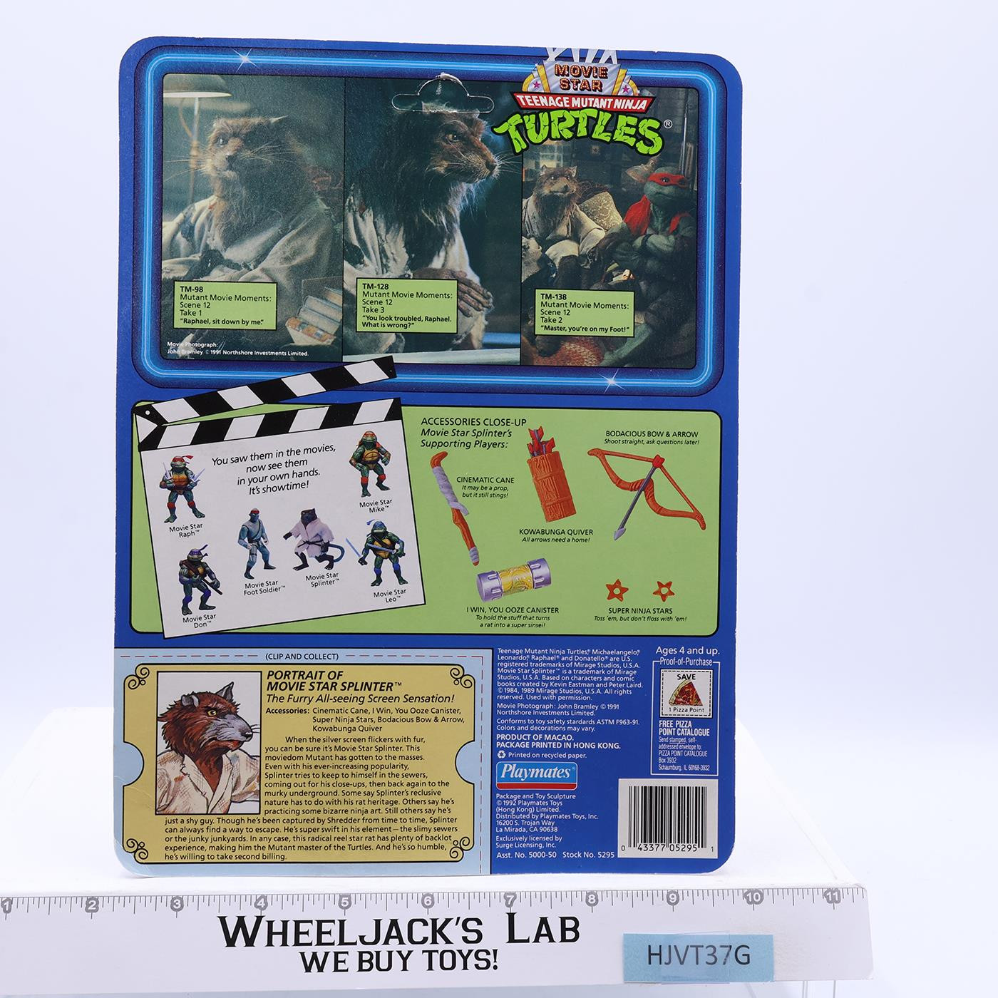 Movie Star Splinter Teenage Mutant Turtles TMNT 1992 Playmates NEW Unpunched