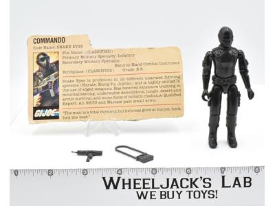 Snake Eyes Straight Arm 100% Complete GI Joe 1982 Hasbro Action Figure
