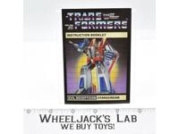 Starscream Action Figure Instruction Manual Booklet 1984 Hasbro G1 Transformers