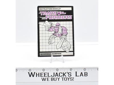 Rampage Action Figure Vintage Instruction Manual 1986 Hasbro G1 Transformers