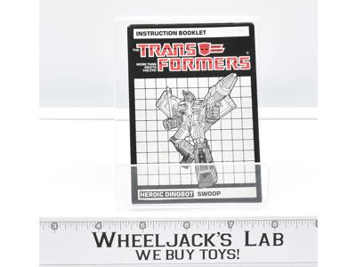 Swoop Action Figure Instruction Manual Booklet 1985 Hasbro G1 Transformers