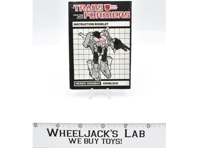 Grimlock Action Figure Instruction Manual Booklet 1985 Hasbro G1 Transformers