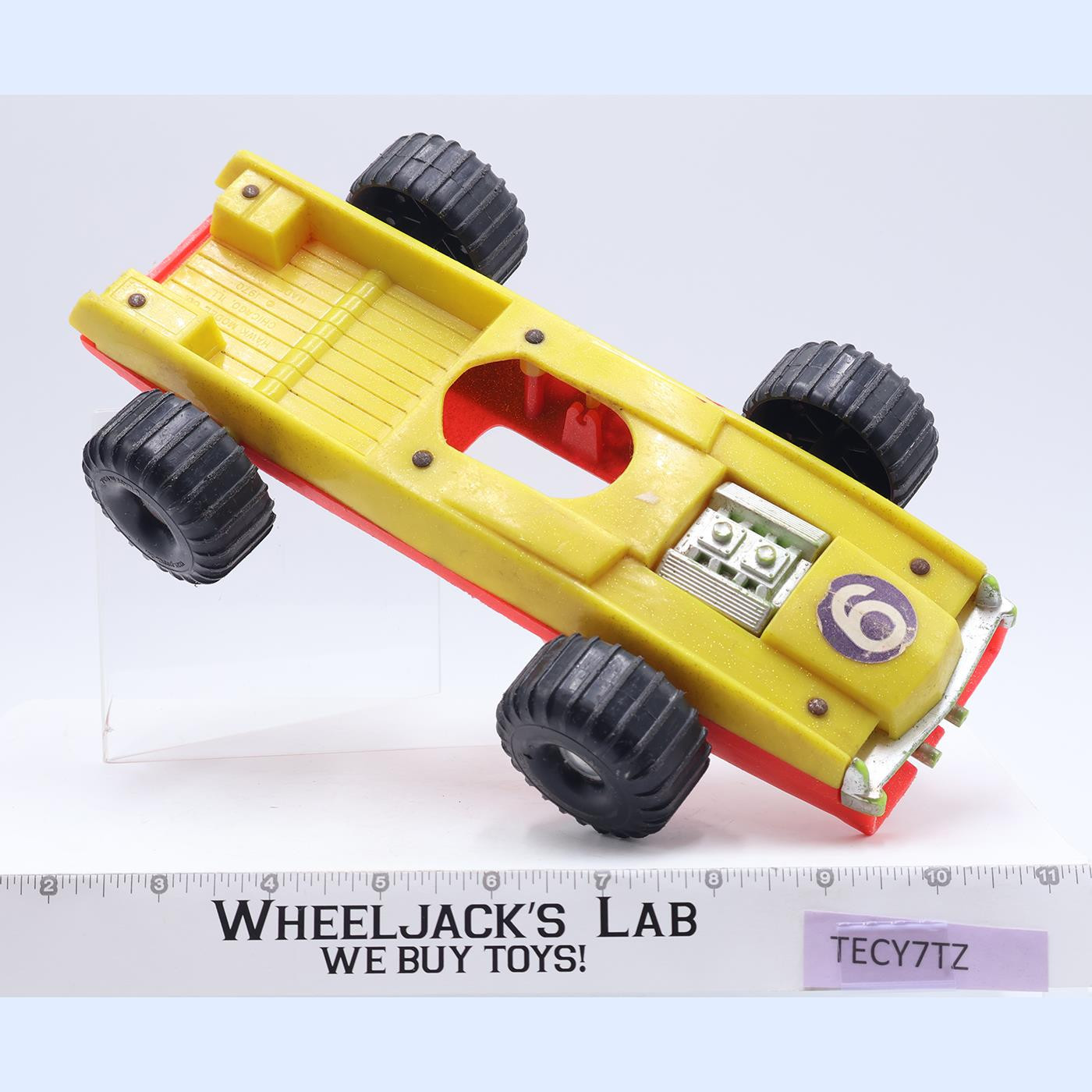 Turn Me Over Plastic Race Car 10" Reverse Racer 1970's Hawk Model Co Vintage