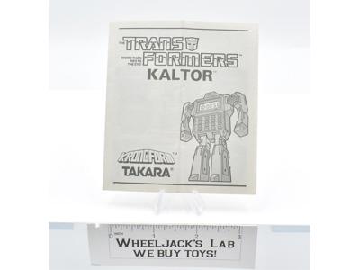 Kaltor Kronoform Instruction Manual 1984 Hasbro G1 Transformers Takara