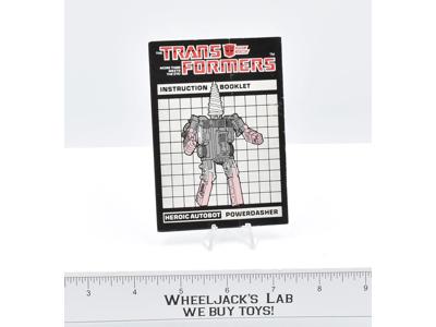 Powerdasher Drill Action Figure Instruction Manual Booklet 1985 G1 Transformers