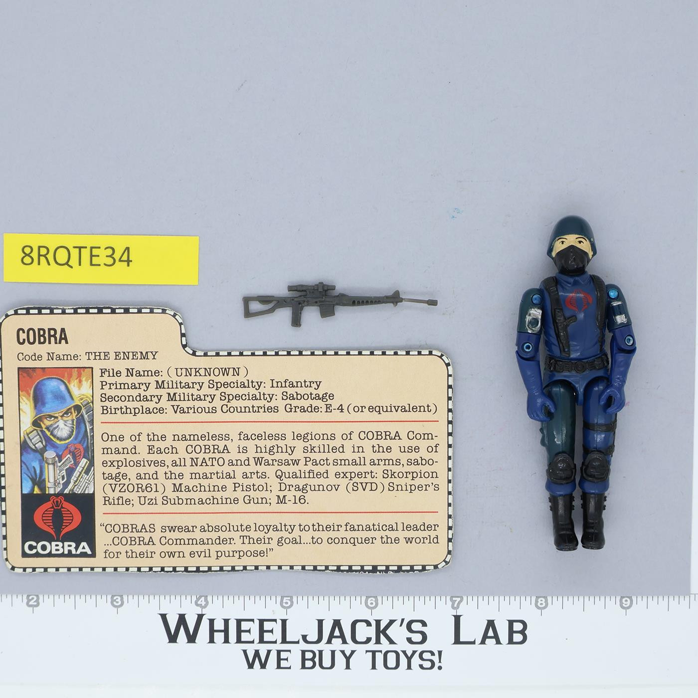 Cobra V1.5 Swivel Arms 100% Complete G.I. Joe 1983 Hasbro Vintage Action Figure