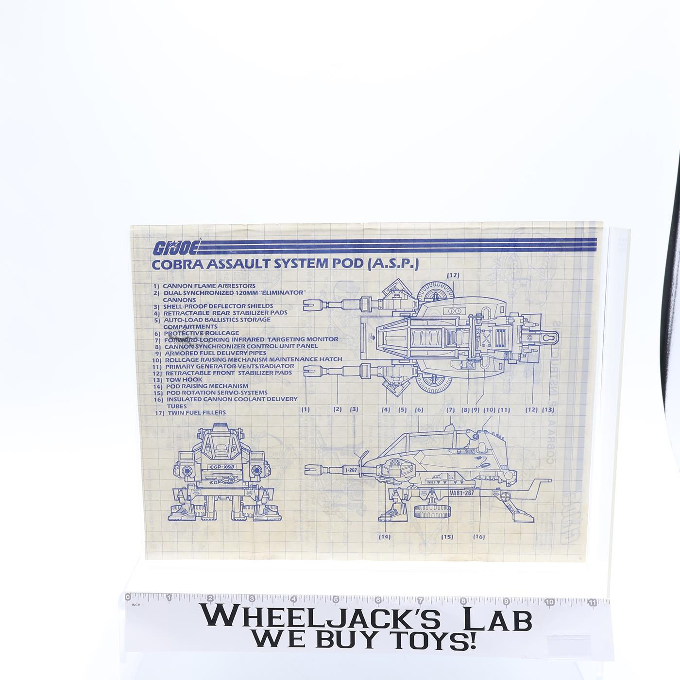 Cobra Assault System POD (A.S.P.)1984 ORIGINAL Instructions Blueprints G.I. Joe