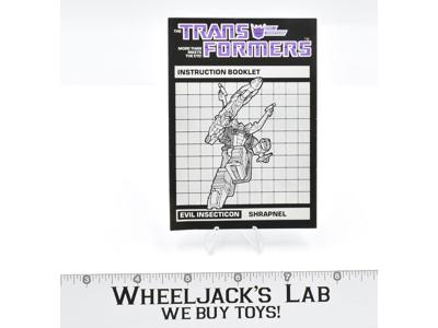 Shrapnel Action Figure Instruction Booklet Manual 1985 Vintage G1 Transformers