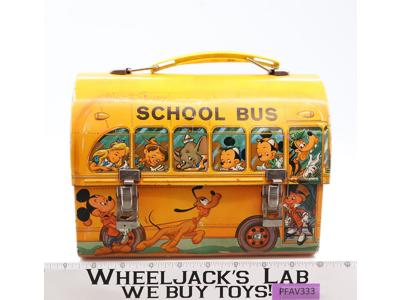 Walt Disney School Bus Dome Metal Lunch Box ONLY 1960s Aladdin Industries