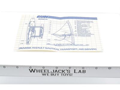 Manta Original Blueprints Instructions 1983 ARAH GI Joe Cobra