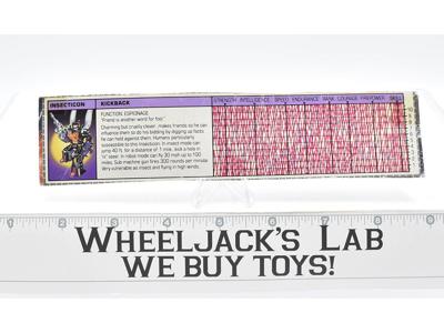 Kickback Action Figure Tech Spec 1985 Vintage Hasbro G1 Transformers