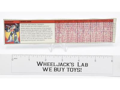 Wheeljack Action Figure Tech Spec 1985 Vintage Hasbro G1 Transformers