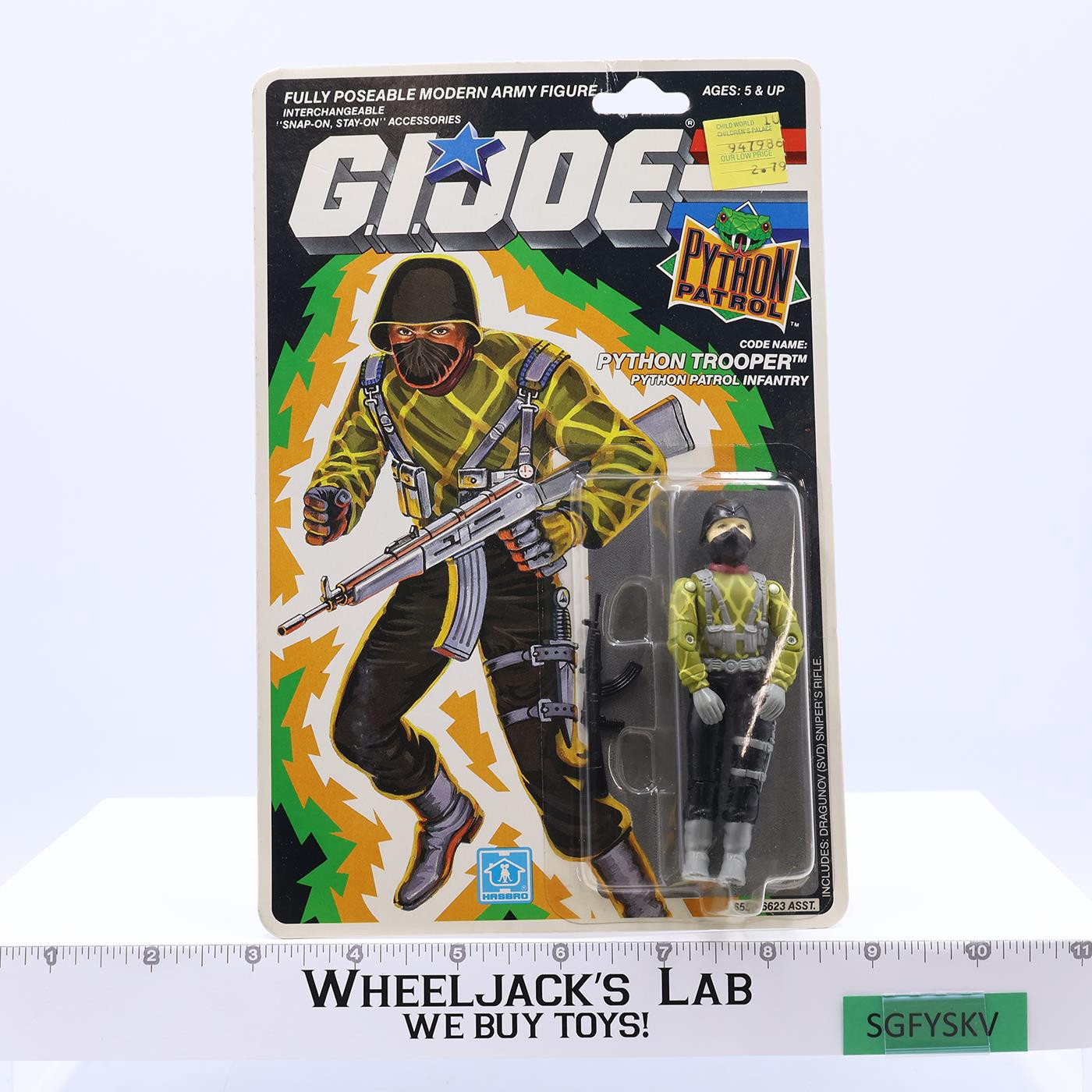 Python Trooper 34 Card Back GI Joe ARAH 1989 Hasbro Action Figure NEW MOSC