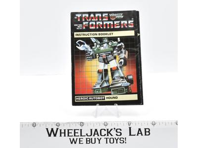 Hound Action Figure Vintage Instruction Manual 1985 Hasbro G1 Transformers