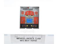 Grotusque Decal Sticker Sheet G1 Transformers 1987 Vintage Hasbro Action Figure