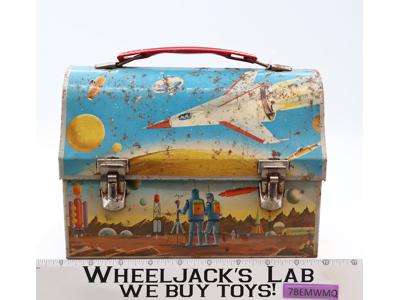 ASTRONAUT Rocket Ship Outer Space Metal Dome Lunch Box Thermos Brand 1960