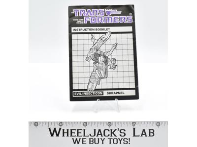 Shrapnel Action Figure Instruction Booklet Manual 1985 Vintage G1 Transformers