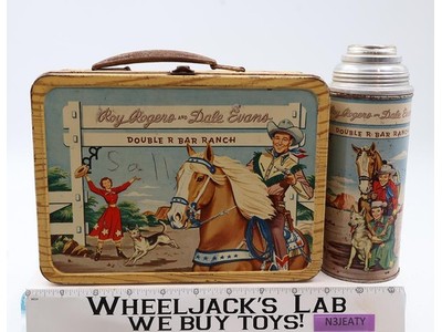 Roy Rogers & Dale Evens Double R Bar Ranch Metal Lunch Box w/ Thermos 1950's