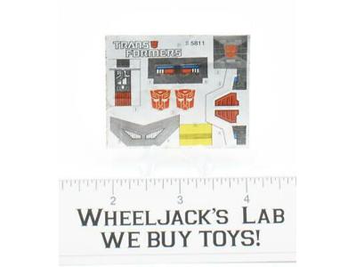 Hosehead Decal Sticker Sheet G1 Transformers 1988 Vintage Action Figure