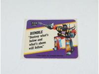 Rumble Transformers Action Trading Card Motto Sticker 1985 G1