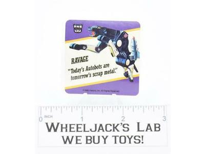 Ravage Transformers Action Trading Card Motto Sticker 1985 G1