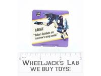 Ravage Transformers Action Trading Card Motto Sticker 1985 G1