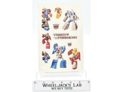 Micromaster Patrol Sticker Sheet 9" 1989 G1 Transformers Hasbro Action Figure