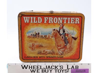 Wild Frontier Metal Lunch Box w/ Spinner Game Go West 1977 Ohio Art Vintage