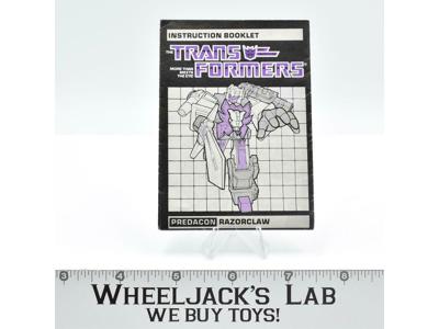 Razorclaw Action Figure Vintage Instruction Manual 1986 Hasbro G1 Transformers