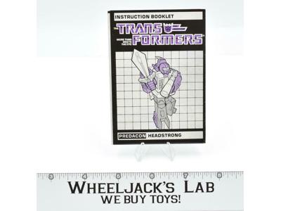 Headstrong Action Figure Instruction Manual Booklet 1986 Hasbro G1 Transformers