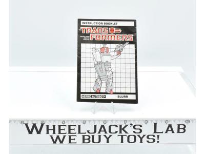 Blurr Action Figure Instruction Manual Booklet 1986 Hasbro G1 Transformers