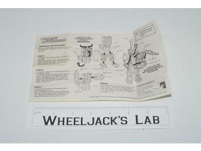 Menasor Stunticons Instruction Sheet Manual 1986 Hasbro Vintage G1 Transformers