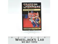 Optimus Prime Action Figure Instruction Manual Booklet 1984 G1 Transformers