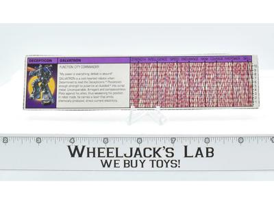 Galvatron Action Figure Tech Spec 1986 Vintage Hasbro G1 Transformers