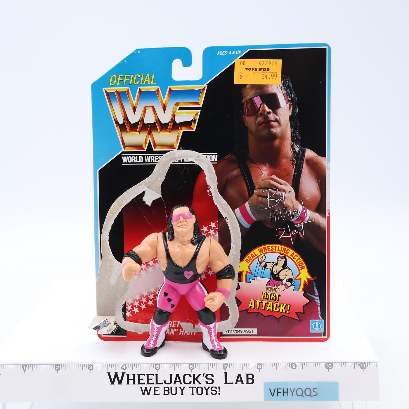 Bret Hitman Hart W/CARDBACK 100% Complete 1992 WWF Wrestling Figures BLUE CARD