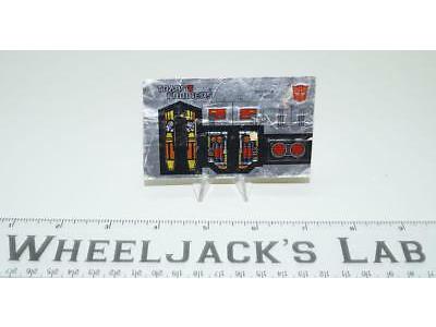Sureshot Decal Sticker Sheet G1 Transformers 1987 Vintage Action Figure