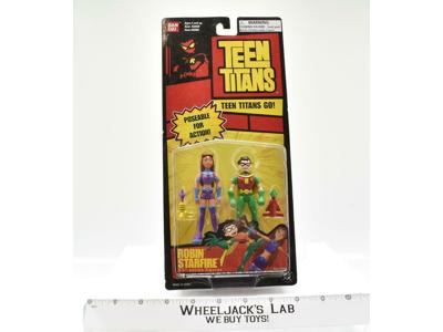 Robin &amp; Starfire MOSC NEW Teen Titans 2005 Bandai DC Super Heroes Action Figure