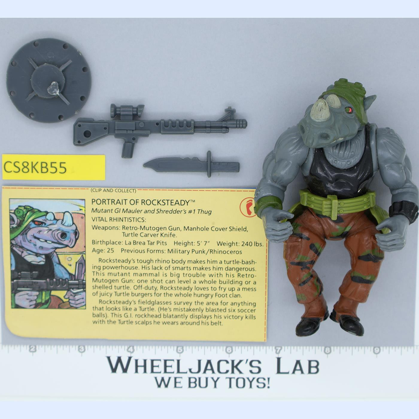 Rocksteady SOFT HEAD Complete Teenage Mutant Ninja Turtles TMNT Playmates 1988