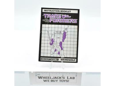 Weirdwolf Action Figure Robot Instruction Manual 1987 Hasbro G1 Transformers