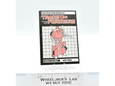 Hot Rod Action Figure Instruction Manual Booklet 1986 Hasbro G1 Transformers