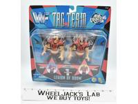 Hawk &amp; Animal Road Warriors AUTOGRAPHED Tag Team WWF Wrestlers MOSC 1997 Jakks