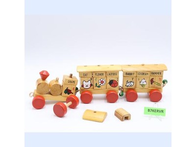 Educational Word/Picture Matching Wooden Train 1987 Chadwick Vintage Toy