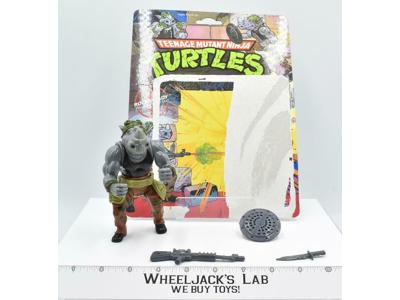 Rocksteady 100% Complete W/Card 1988 TMNT Teenage Mutant Ninja Turtle Playmates