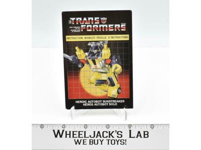 Sunstreaker CANADIAN Instructions Manual Booklet Vintage 1984 G1 Transformers