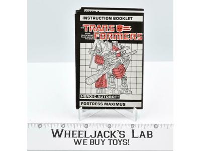 Fortress Maximus Action Figure Instruction Manual 1987 G1 Transformers