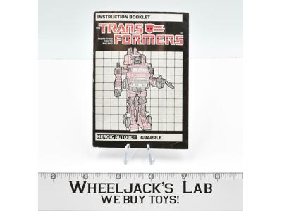 Grapple Action Figure Instruction Manual Booklet 1986 G1 Transformers