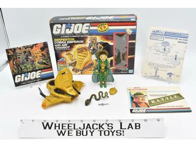 Serpentor Cobra Emperor 100% Complete Air Chariot &amp; Box GI Joe 1986 Hasbro
